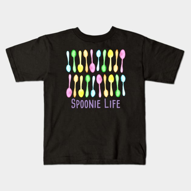 Spoonie Life (Watercolor Spoons) Kids T-Shirt by KelseyLovelle